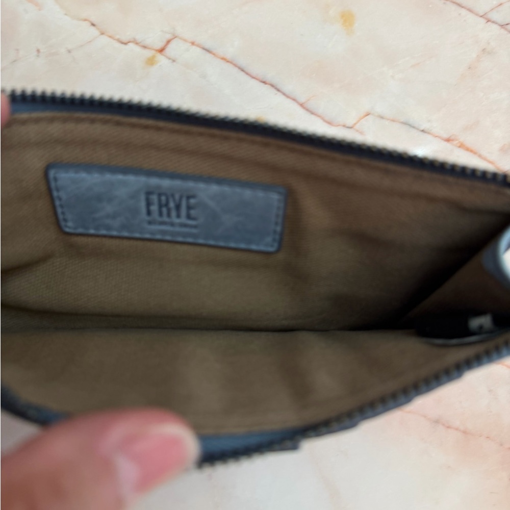 Frye Steel Blue Leather Zip Card Wallet- used condition - Picture 3 of 3